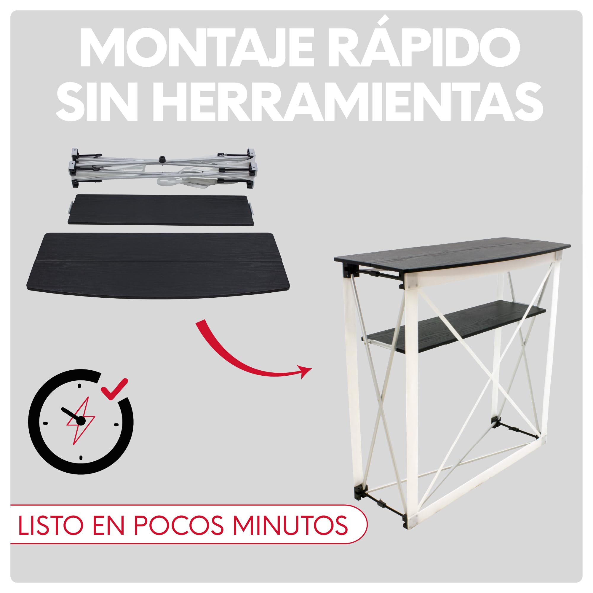 Mostrador de Recepción Publicitario Portátil 960x925x400 mm | Stand Promocional con Estante Interior de Madera y Bolsa de Transporte | Mostrador Publicitario para Ferias y Eventos