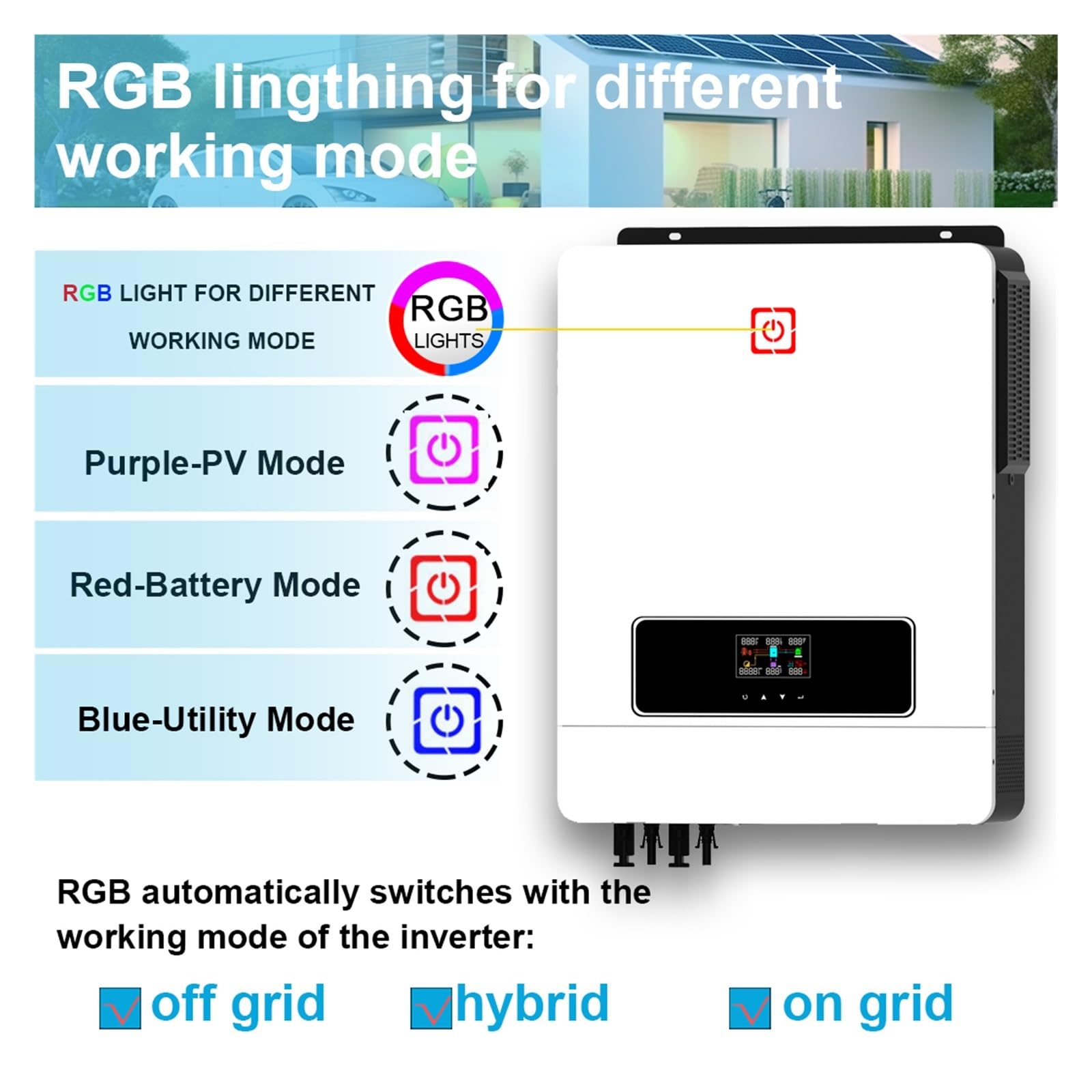 10.2KW On/Off Grid Solar Hybrid Inverter Wyjście DC48V Do AC230V Wbudowany Kontroler Ładowania 160A Podwójne Wejście PV Max 500V OszczęDność KosztóW(10.2KW With WiFI)