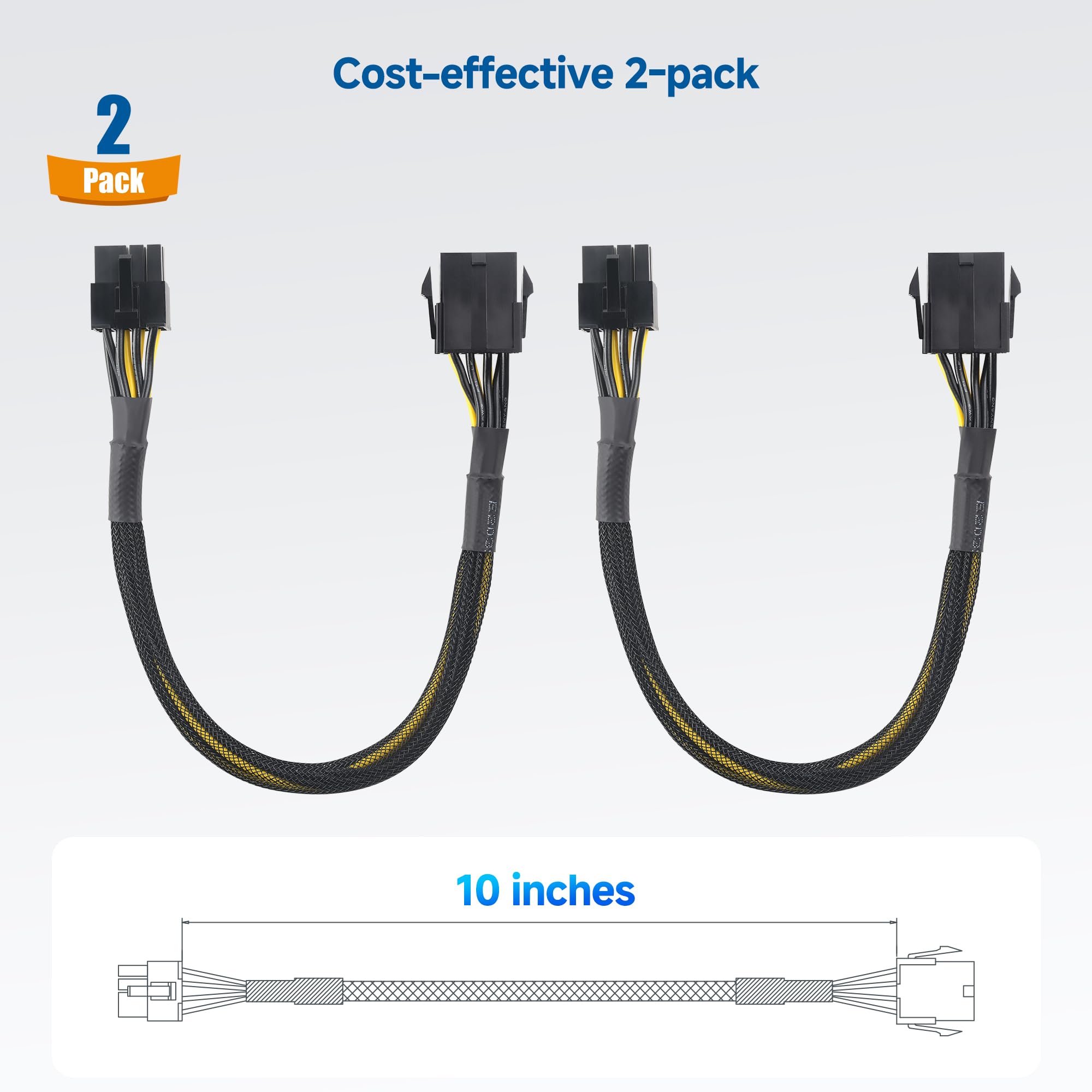 Cable Matters 2-Pack, Cavo di Estensione PCIe a 8 Pin, da Maschio a Femmina, 25 cm, per Alimentazione GPU