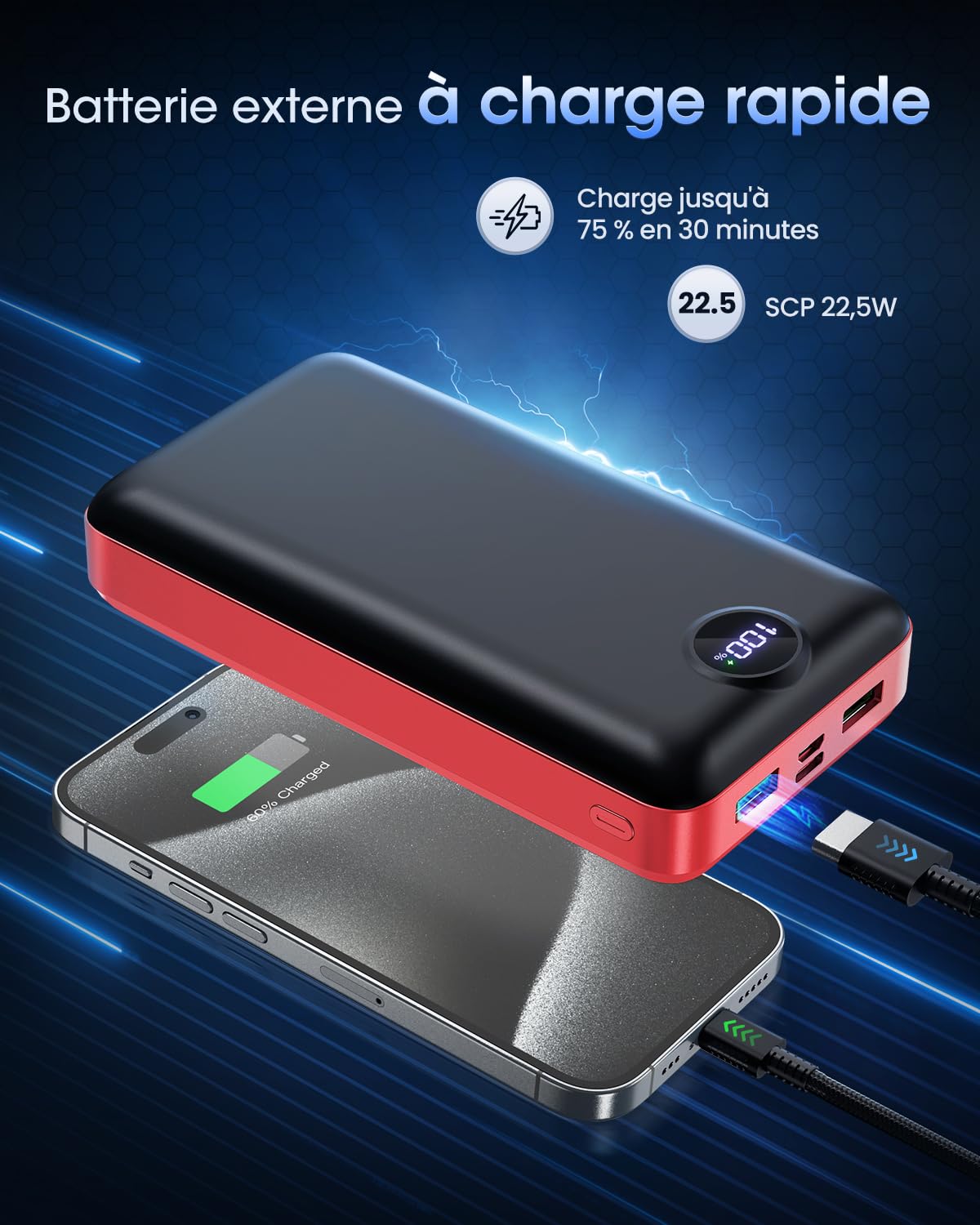 Batterie Externe 50000mAh Charge Rapide 22.5W