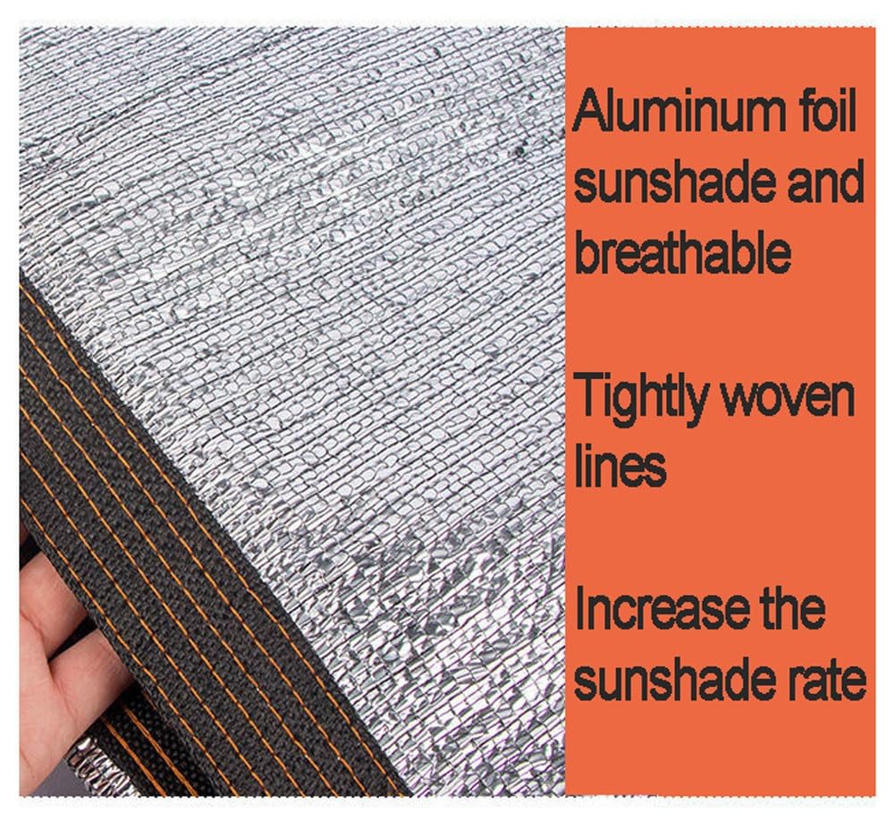 99% Aluminiumfolie Schattennetz Auto, Alu Hitzeschutz mit Ösen, Silber Schattierungsnetz, Wärmeisolierender Schattiergewebe für Gewächshaus, Hund, Backyard, Urlaub(7x7m)