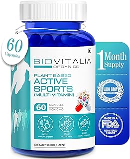 Biovitalia Plant Based Active Sports American Gingseng Multivitamin Capsule Support Energy Level| | Promote Immunity | Promotes Muscle Growth | Boost Metabolism | Non-GMO - 60 Veg Capsules