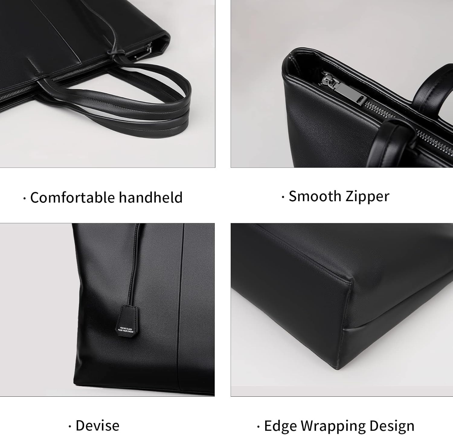 FSD.WG Men's Tote Bag,Business Bag, Leather Briefcase,Elegant Leather（PU）,Large Capacity,Black - Image 6