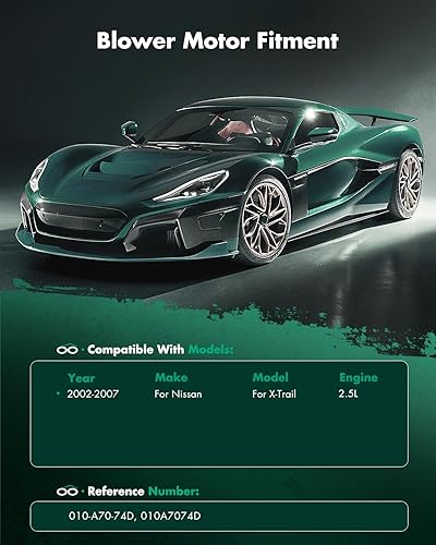 Miniatura 5 de SCITOO Motor de soplador HVAC apto para 2002-2007 para Nissan X-Trail AC, motor de soplador sin jaula de ventilador, motor de calentador de aire