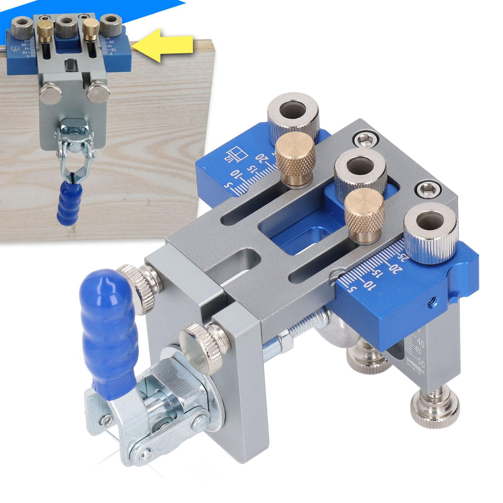 Generic Lokalizator Dziurkacza Zestaw Dziurkaczy do Kołków ze Stopu Aluminium Zestaw Dziurkaczy 3 w 1 Lokalizator Wiercenia 5 Mm 8 Mm 10 Przednie Otwory do Mebli Obróbka Drewna Wiercenie Ręczne