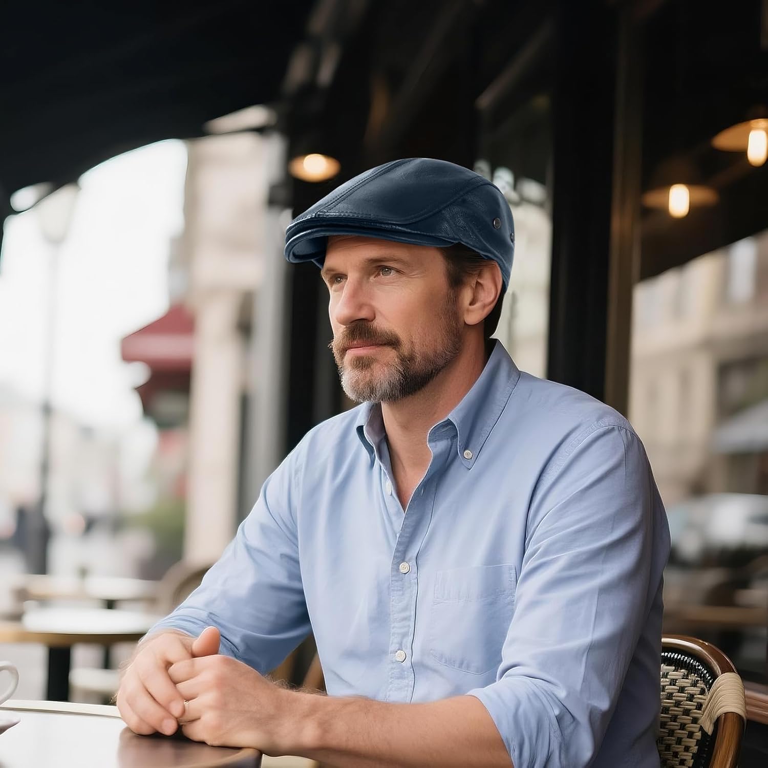 BOTVELA Men's Genuine Newsboy Leather Hat Adjustable Golf Flat Ivy Cap Gatsby Driving Beret Hat - Image 7