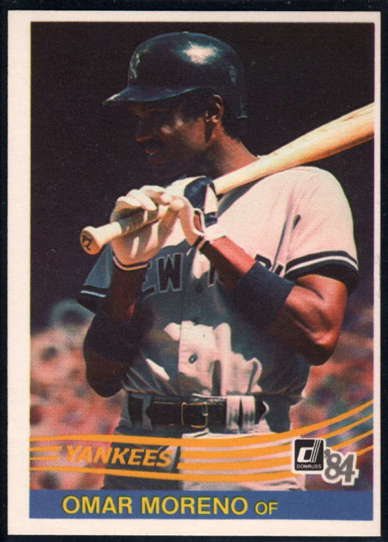 Panini America1984 Donruss Baseball #637 Omar Moreno New York Yankees Official MLB Trading Card Sharp Edges and Corners from Set Break (Stock Photo Shown, Centering Varies)