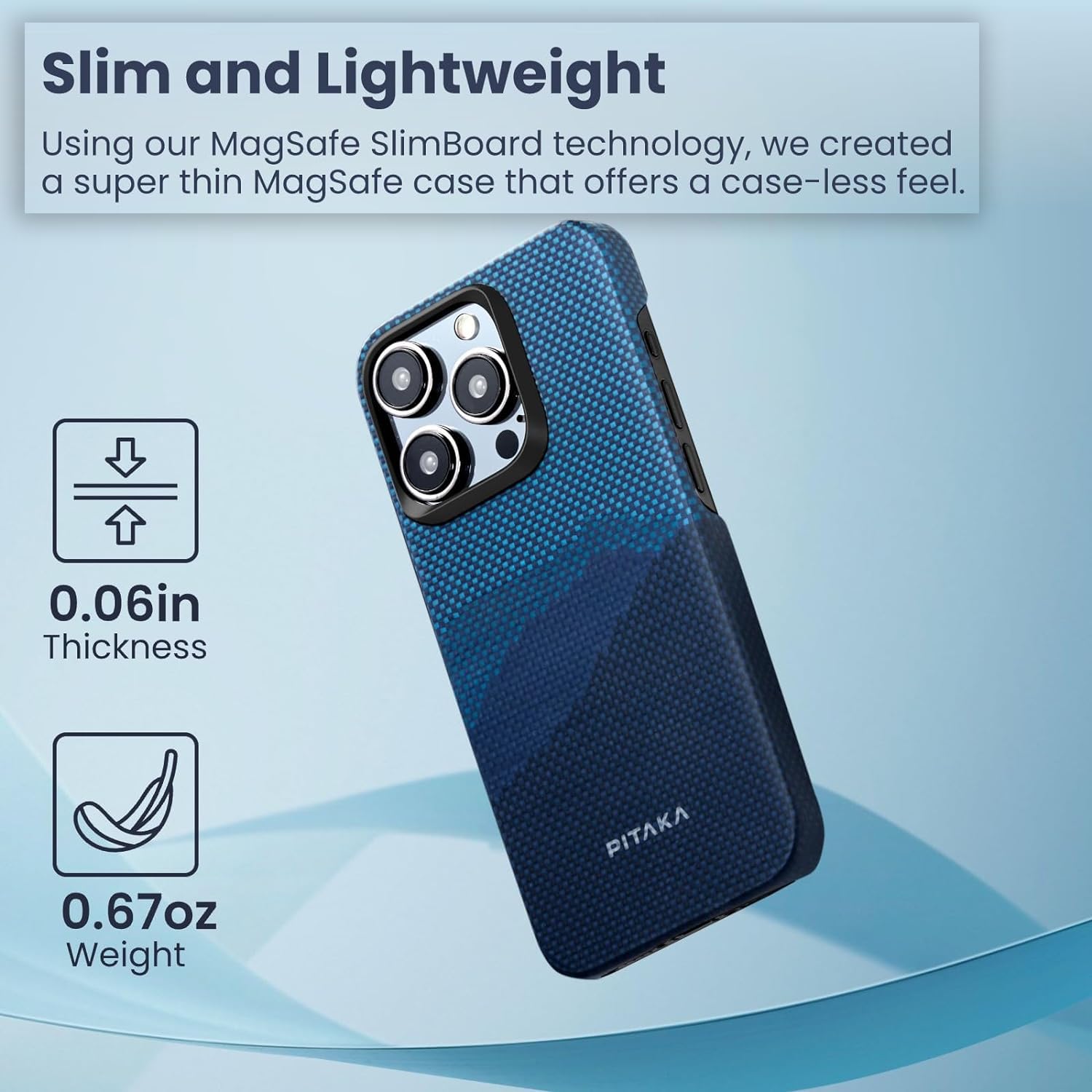 Pitaka MagSafe Compatible iPhone 15 Pro Case - Light & Slim, 1500D