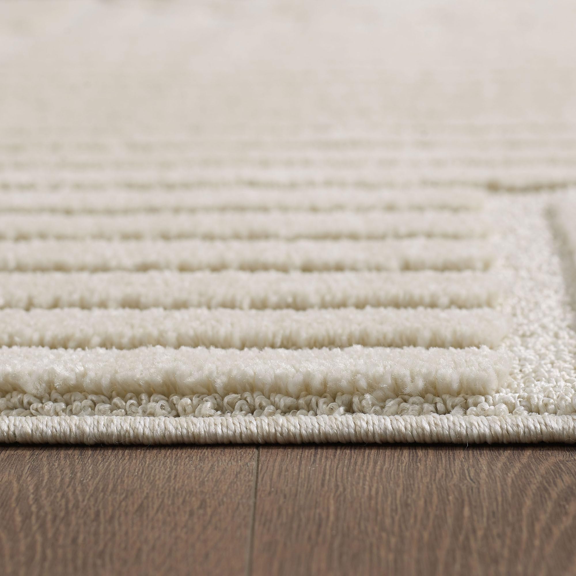 Nazar Tapis Salon Turin, Creme, Beige, Gris, géométrique avec Motif en Relief