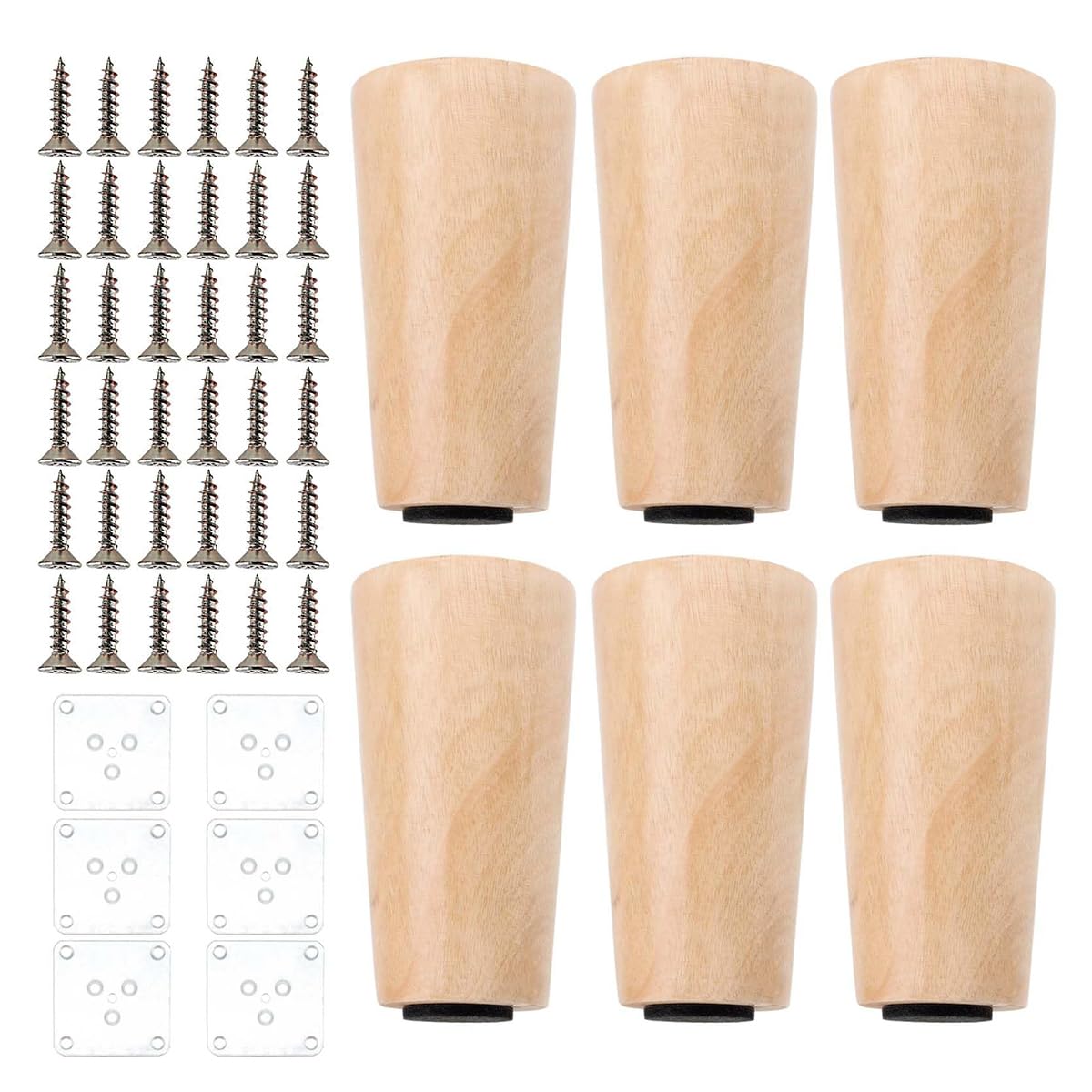 Patas de madera para muebles de 10 cm de alto, juego cónico de repuesto para sofás y mesas