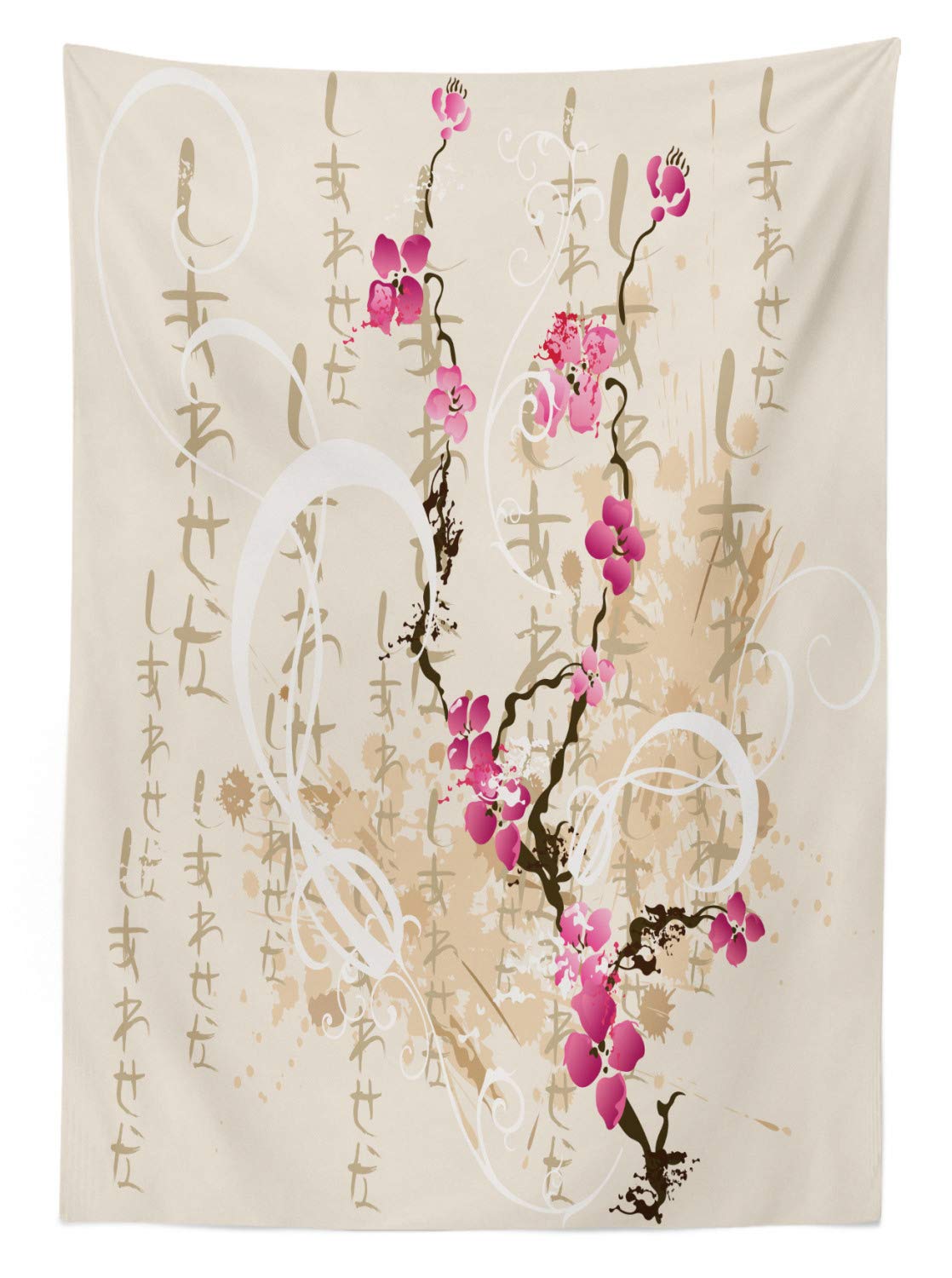 ABAKUHAUS Tovaglia Giapponese 140x200 Cm - Acquerello Sakura Foglie Verde Reseda - Rettangolare Per Tavolo Da Pranzo - 2