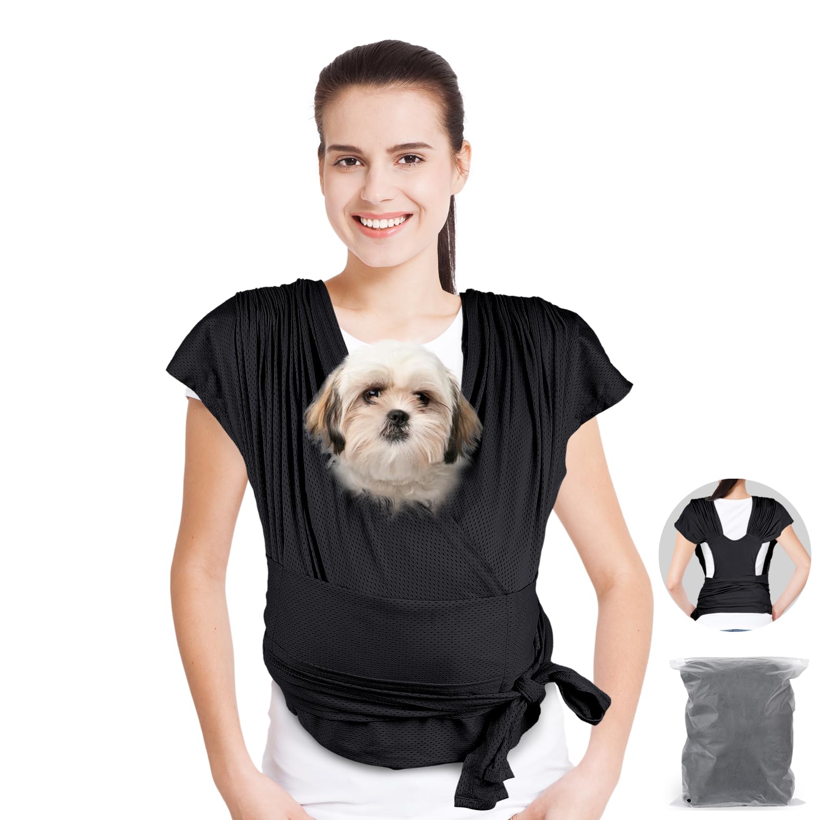 Sac de transport pour chien mains libres | Soulage le dos - Noir