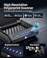 Vista 2 de Large Biometric Gun Safe fits 4 pistols, 100 Sets of Fingerprint Handgun Safe with Internal Light & Silent Mode, Emergency Power Supply Gun Lock Box