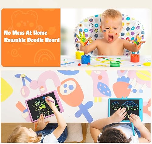 Miniatura 3 de Tableta de escritura LCD para niños, paquete de 2 tableros de dibujo de 10 pulgadas, tablero de dibujo reutilizable, almohadilla de dibujo para