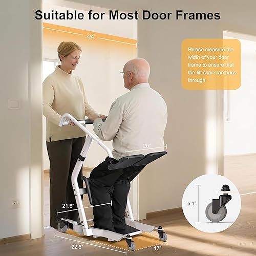 Miniatura 5 de Elevador de soporte mejorado, silla de transporte de pacientes para ancianos, silla elevadora para uso en el hogar, dispositivo de transferencia de