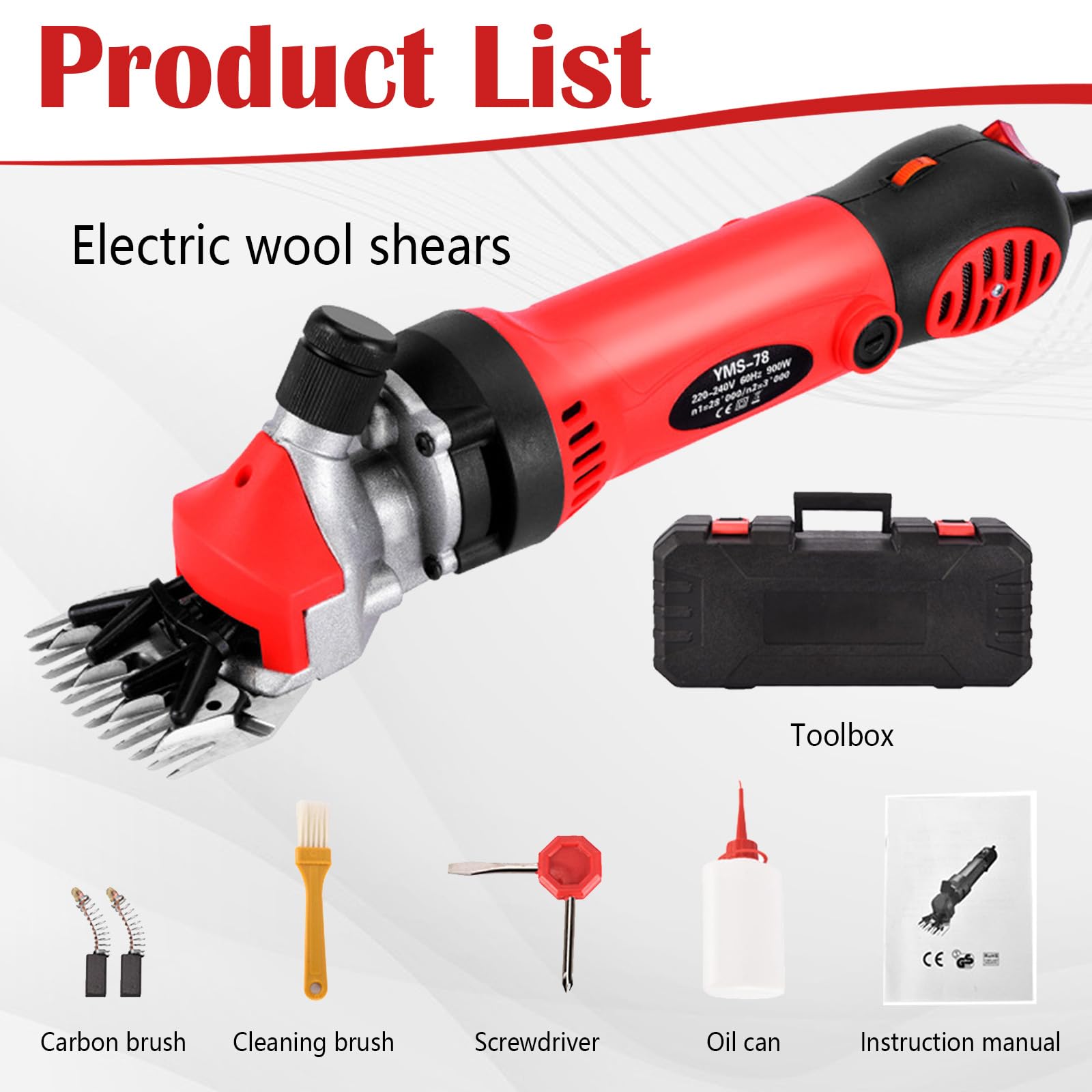 Maquina Esquilar Ovejas 900W, Tijeras Eléctricas Profesionales para Ovejas y Caballos con Estuche y 6 Velocidades