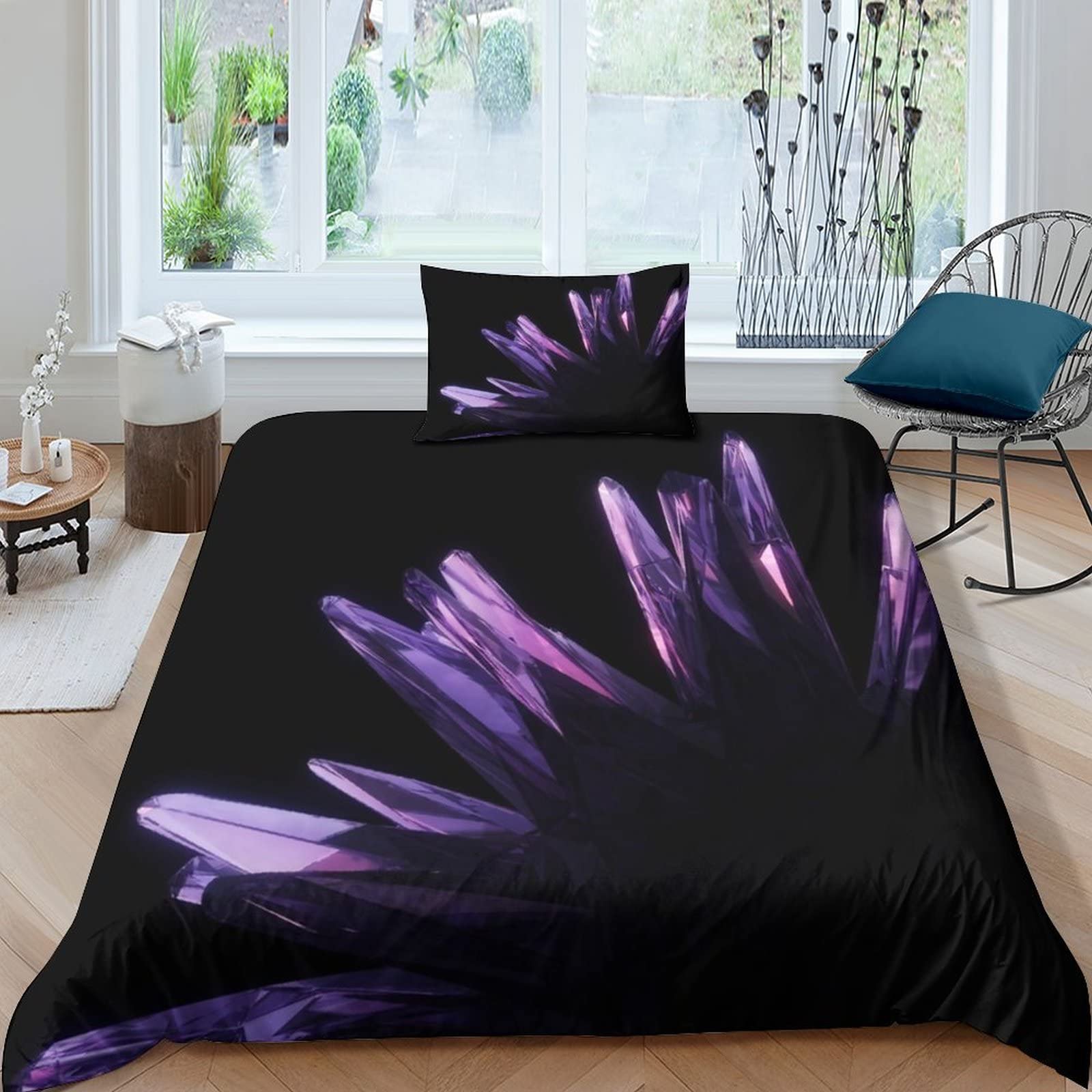 Housse de couette purple mystery 135x200 parure 3d microfibre