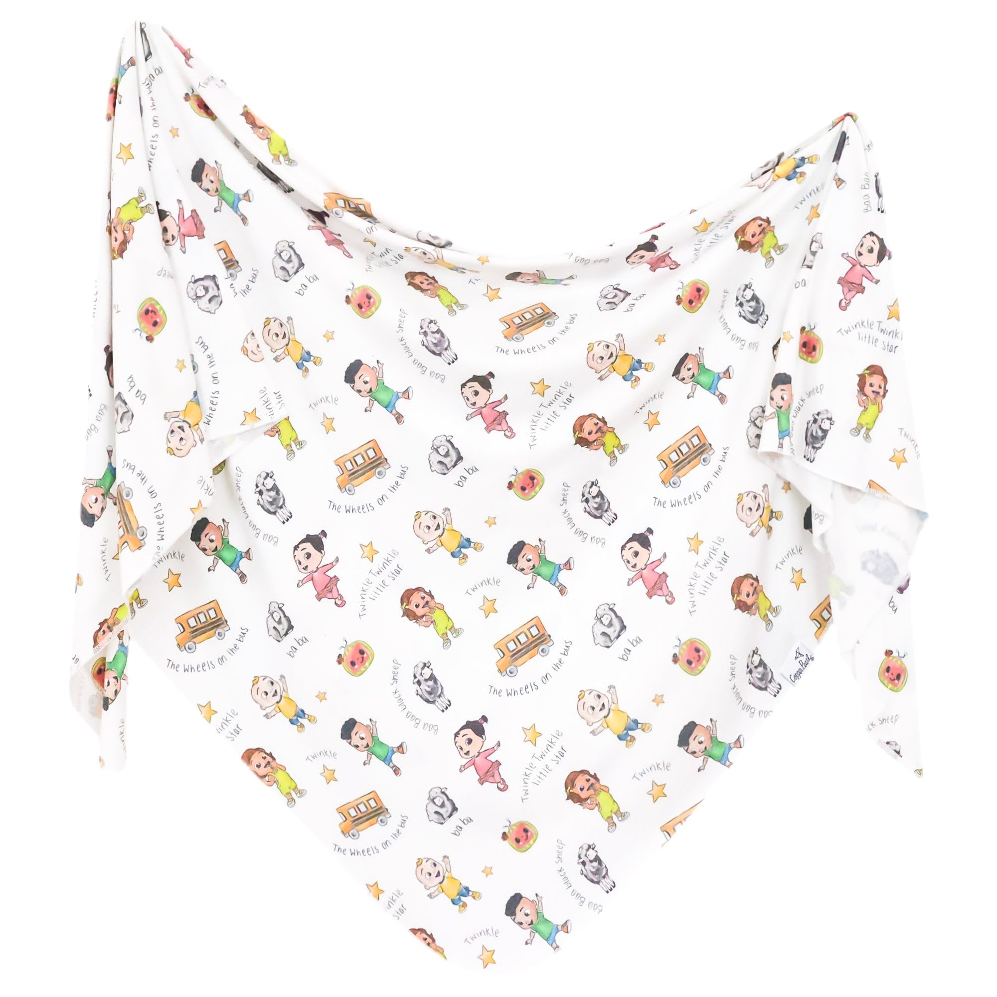Copper Pearl Large Premium Knit Baby Swaddle Receiving Blanket 'CoComelon Friends'
