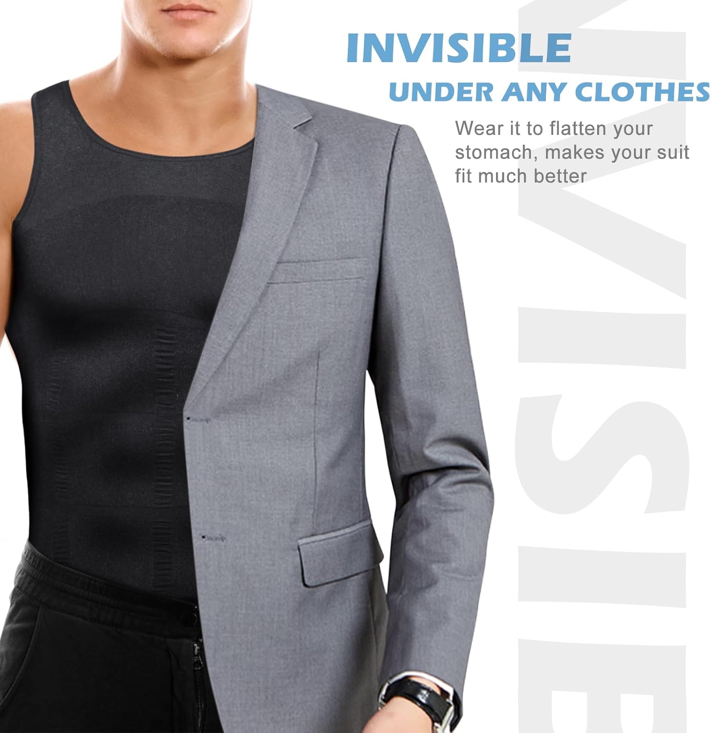 Mens Slimming Body Shaper Vest, Gynecomastia Compression Shirts, Tummy Control Undershirts - Image 6