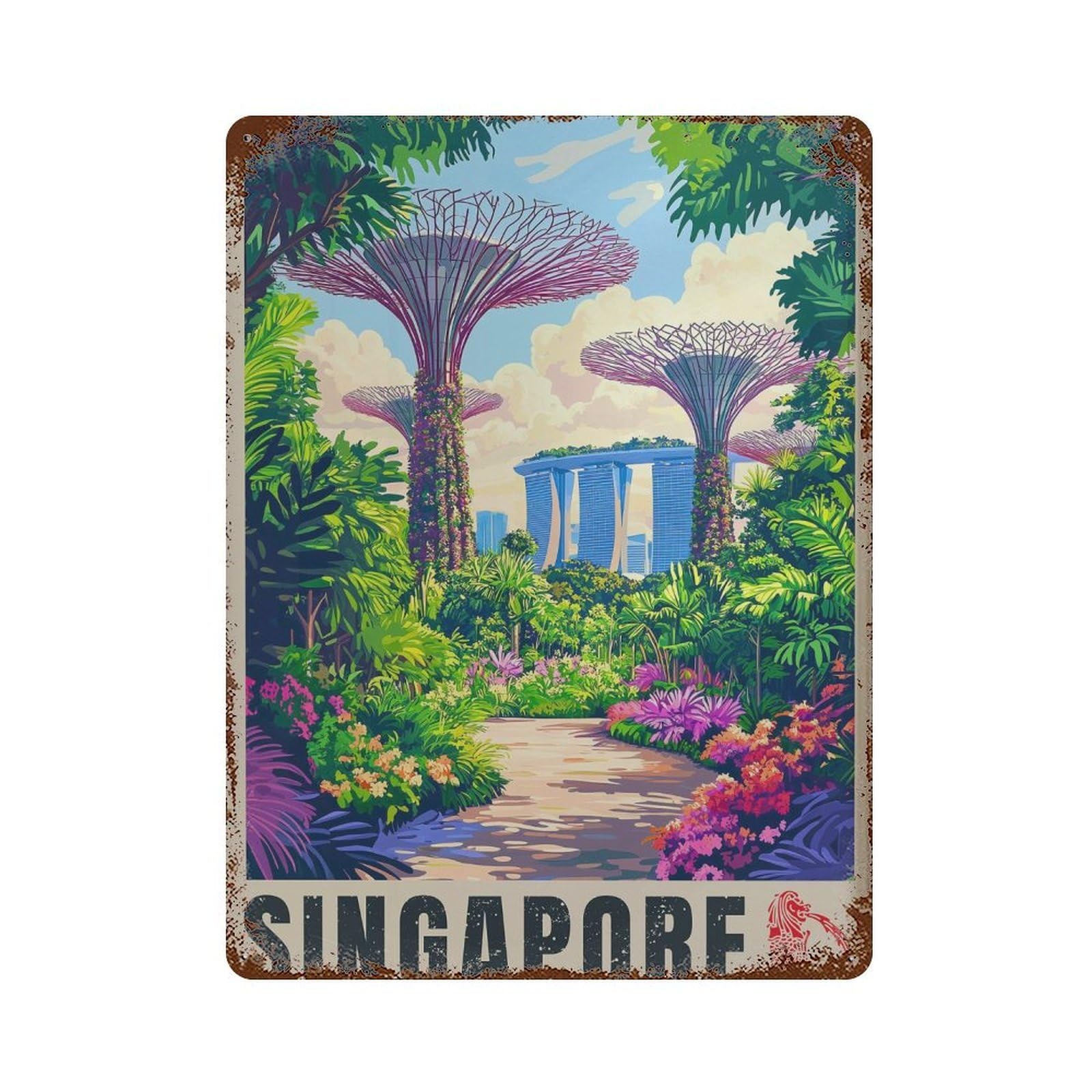 xiaoxiaoshen Gardens by The Bay Singapore Travel Wall Decor Art Metal Tin Poster Modern Home Decor Art Home Bar Shop Decorations Vintage Sign 40x30cm