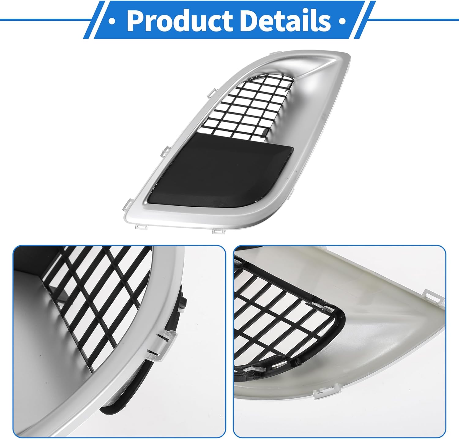 Fog Light Grill Front Lower Bumper Fog Light Cover Inserts No.13267843/13329547 for Buick Regal 2009-2014 Black Silver Tone ABS 1 Pc Front Left Car