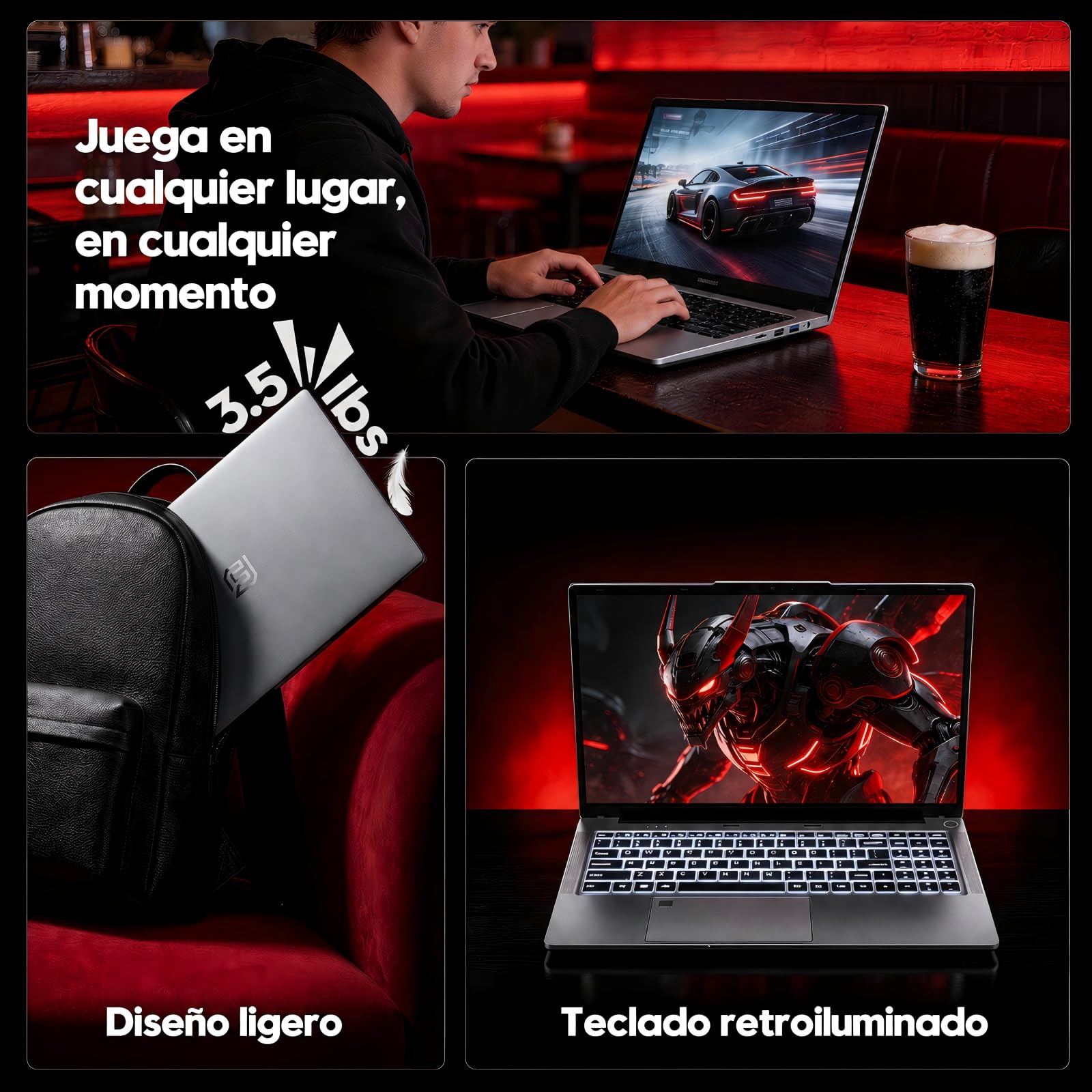 Portátil Gaming 15,6", R7 6800H, 32GB RAM, 1TB SSD, FHD, Win 11
