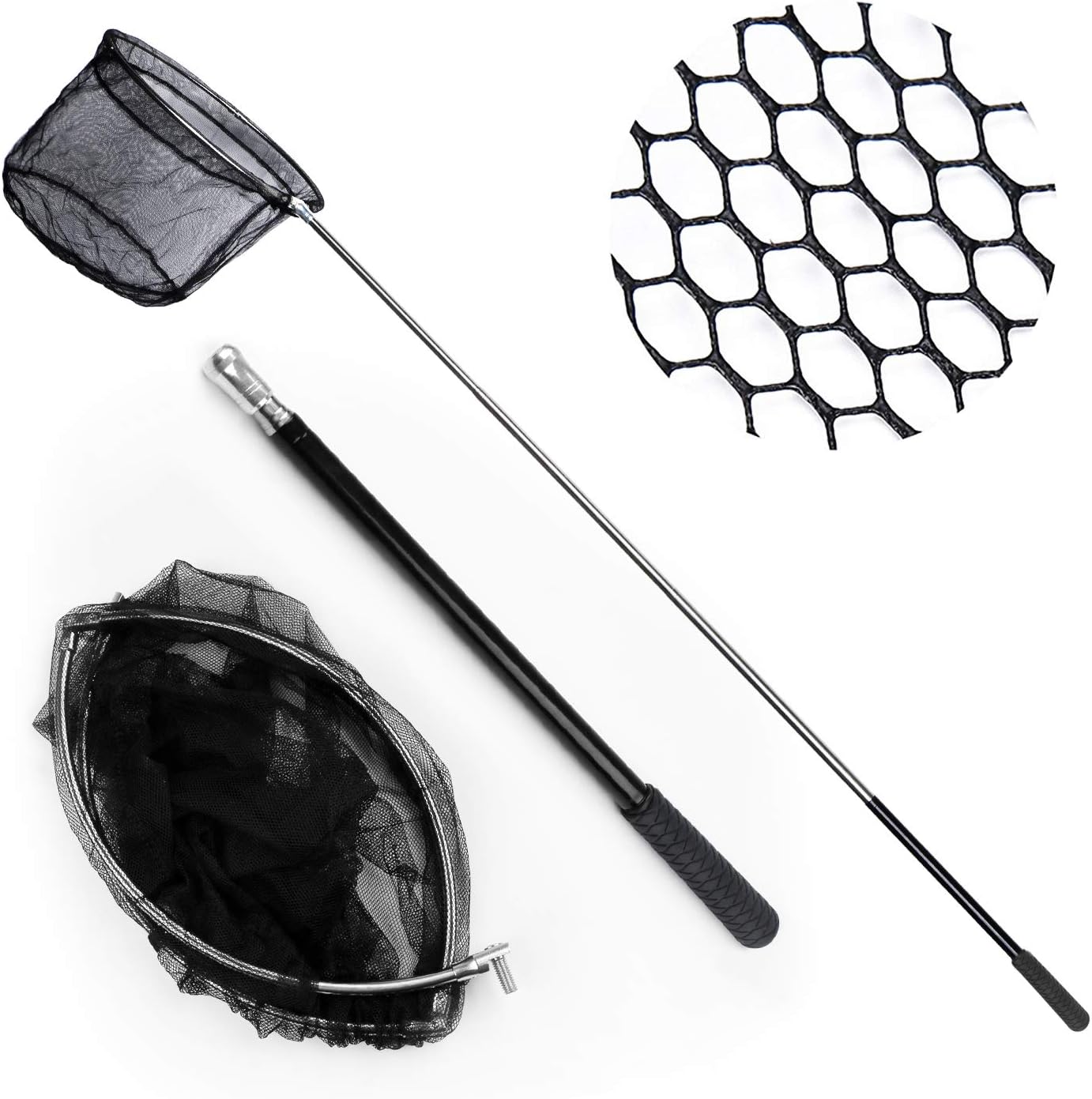 Amazon タモ網 ステンレス製ハンドル ワンタッチネット ランディングネット 折り畳み式 伸縮5段階玉 釣り 伸縮式 長さ 調節 可能 魚取り 釣り具 全长5cm Popheko 玉網 ランディングネット