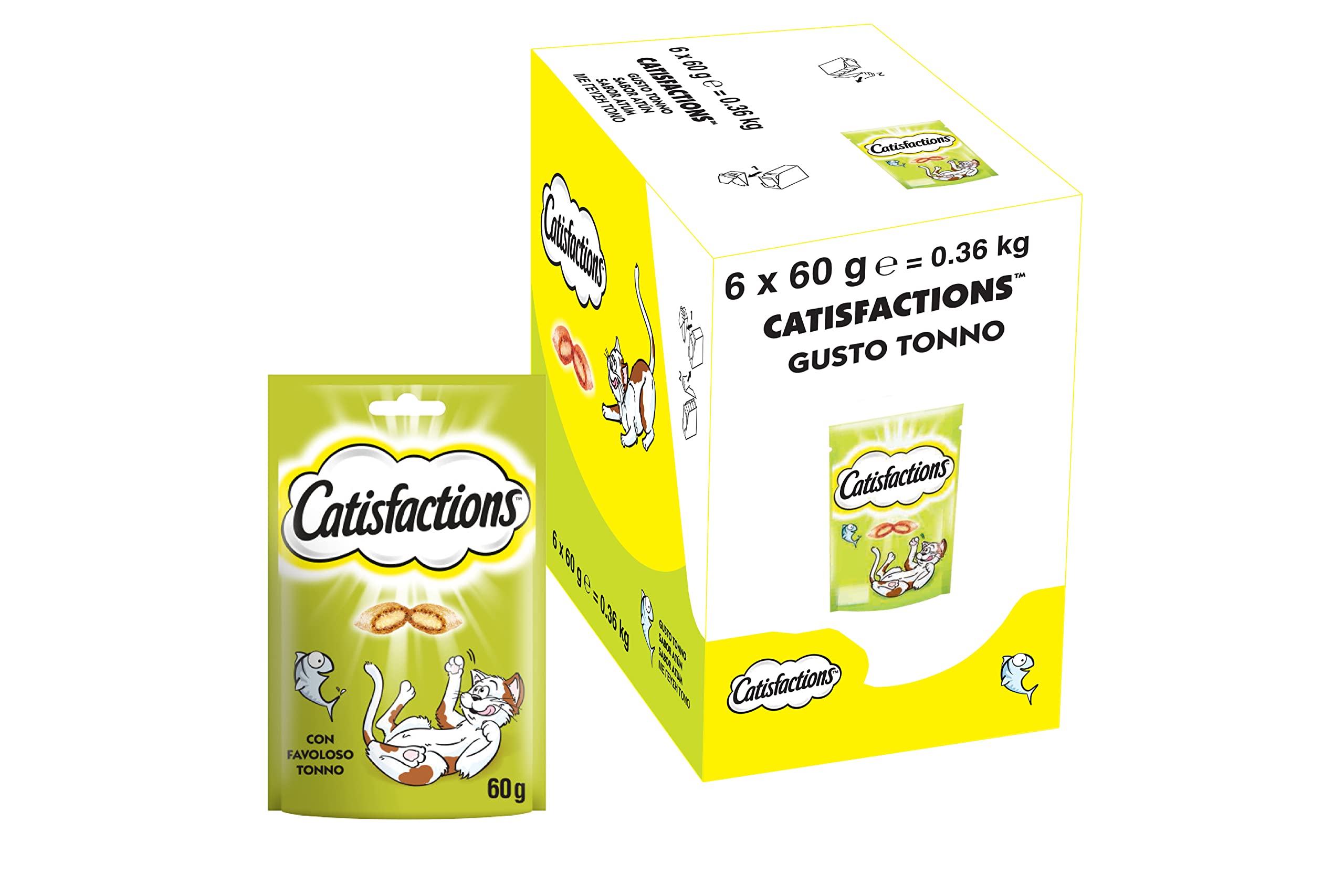 Catisfactions Snack per Gatto, Favoloso Tonno, 6 Confezioni da 60 g