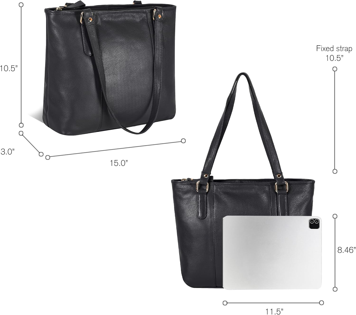 Leather Purse For Women - Real Leather Tote For Women - Ladies Shoulder Handbag For Work, Travel, Casual Use