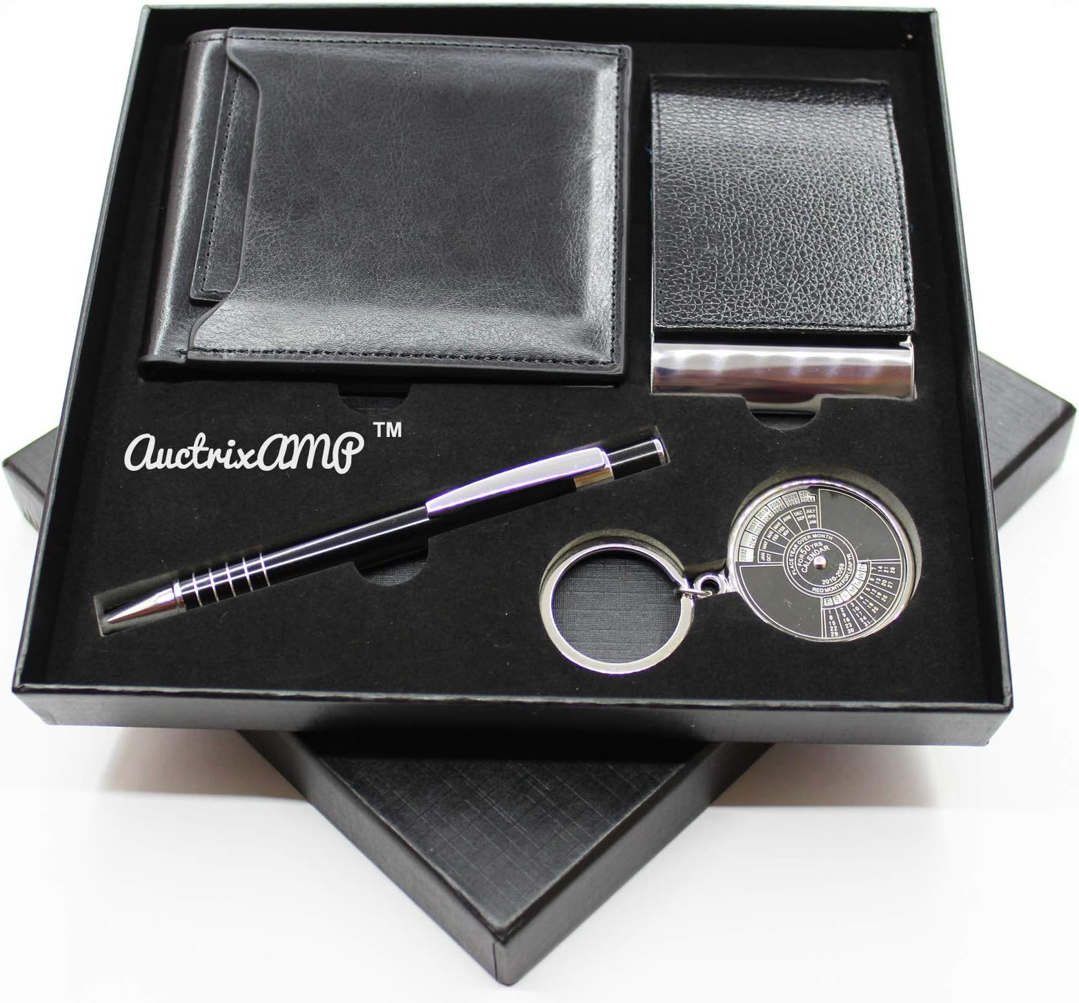 AuctrixAMP โข 4 in 1 Gift Set, Wallet,Card Holder, Metal Pen and Calendar Key Chain Gift Set, Pack of 4 Best Corporate Gift