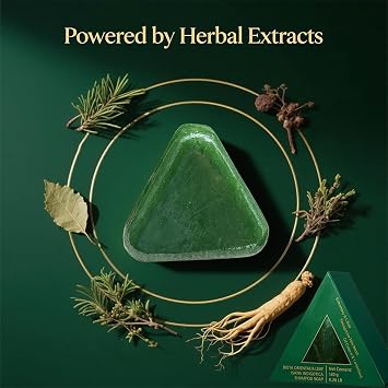 Nature Triangle Shampoo Bar, Nature Seven Green Soap Shampoo, Calming & Strengthens Hair for Women and Mens, Ginseng & Polygonum for Thickening & Darkening Hair (3PC)