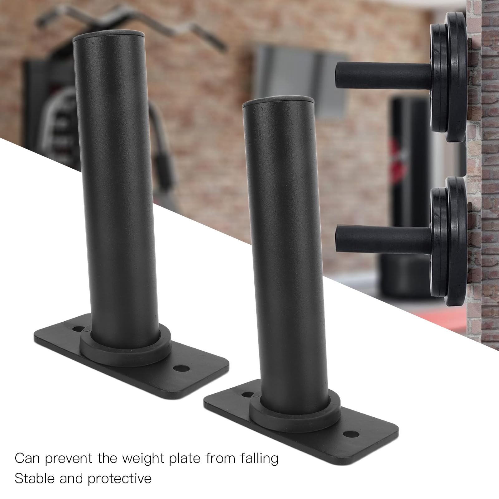 Gavigain 2Pcs Steel Barbell Holder,Stable and Resistant Save Space Weight Plate Rack for Gym Fitness Enthusiast
