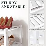 smiry Shoe Rack, 3 Tier Bamboo Shoe Organizer, Stackable Free Standing Wooden Shoe Storage Shelf for Closet, Entryway, Front Door Entrance, White