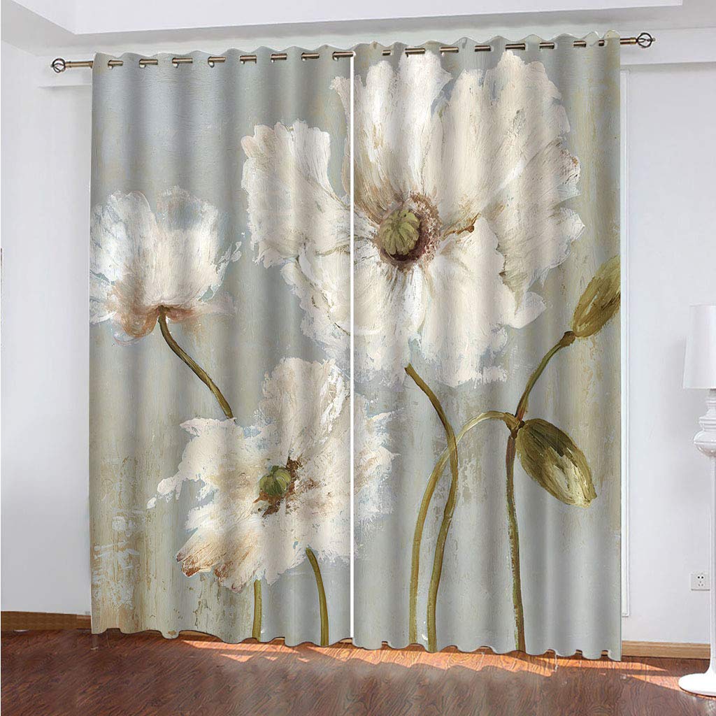Rideaux opaques anti chaleur isolant thermique à fleurs pour chambre
