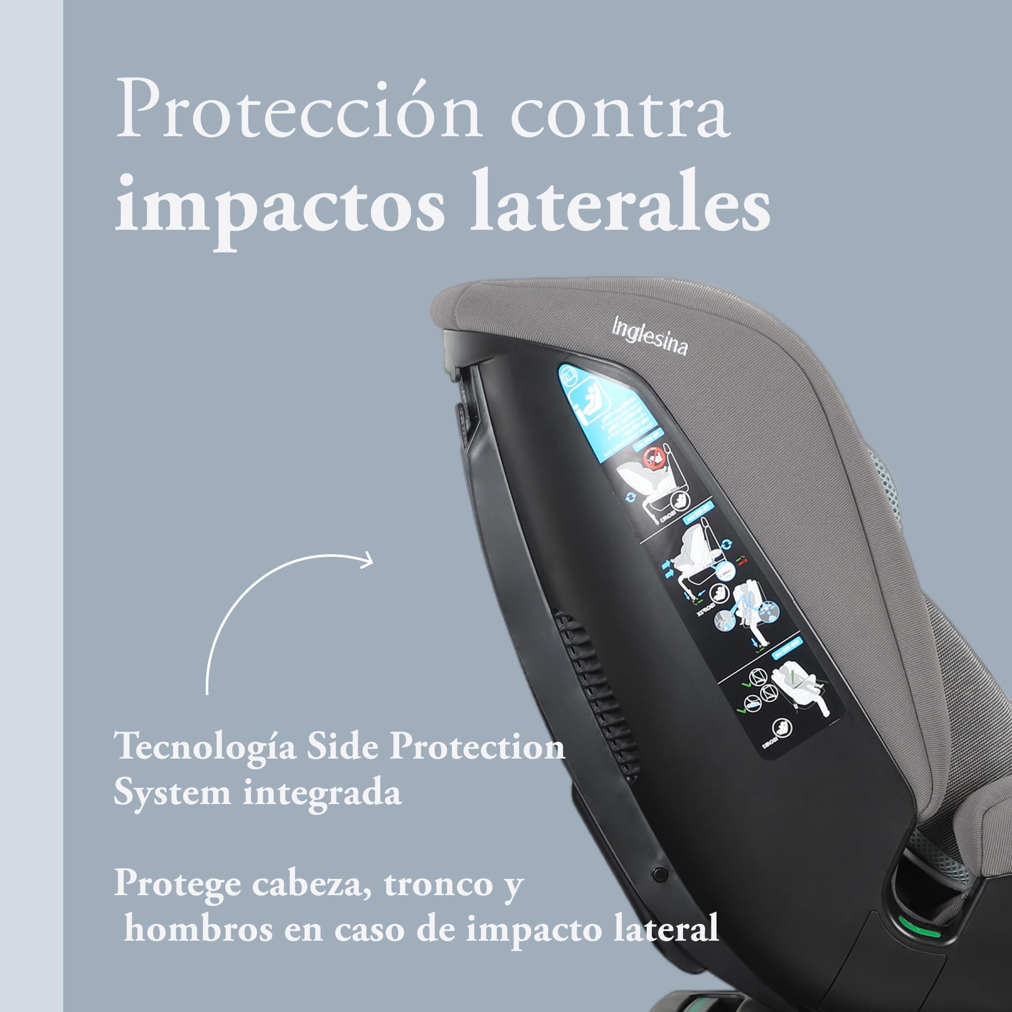 Inglesina Halley Pro, Grey, Silla de Coche Giratoria 360° ISOFIX, de 0 a 12 Años (40-150 cm), Reclinable y Transpirable, Homologada ECE R129/03