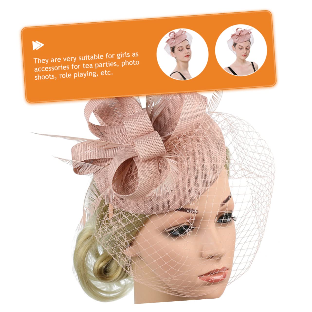 Beavorty 3pezzi Fascinator Rete per Donne Cappello Elegante da Festa per Tea Party e Cocktail Accessorio Femminile Versatile con Fascia e Clip per
