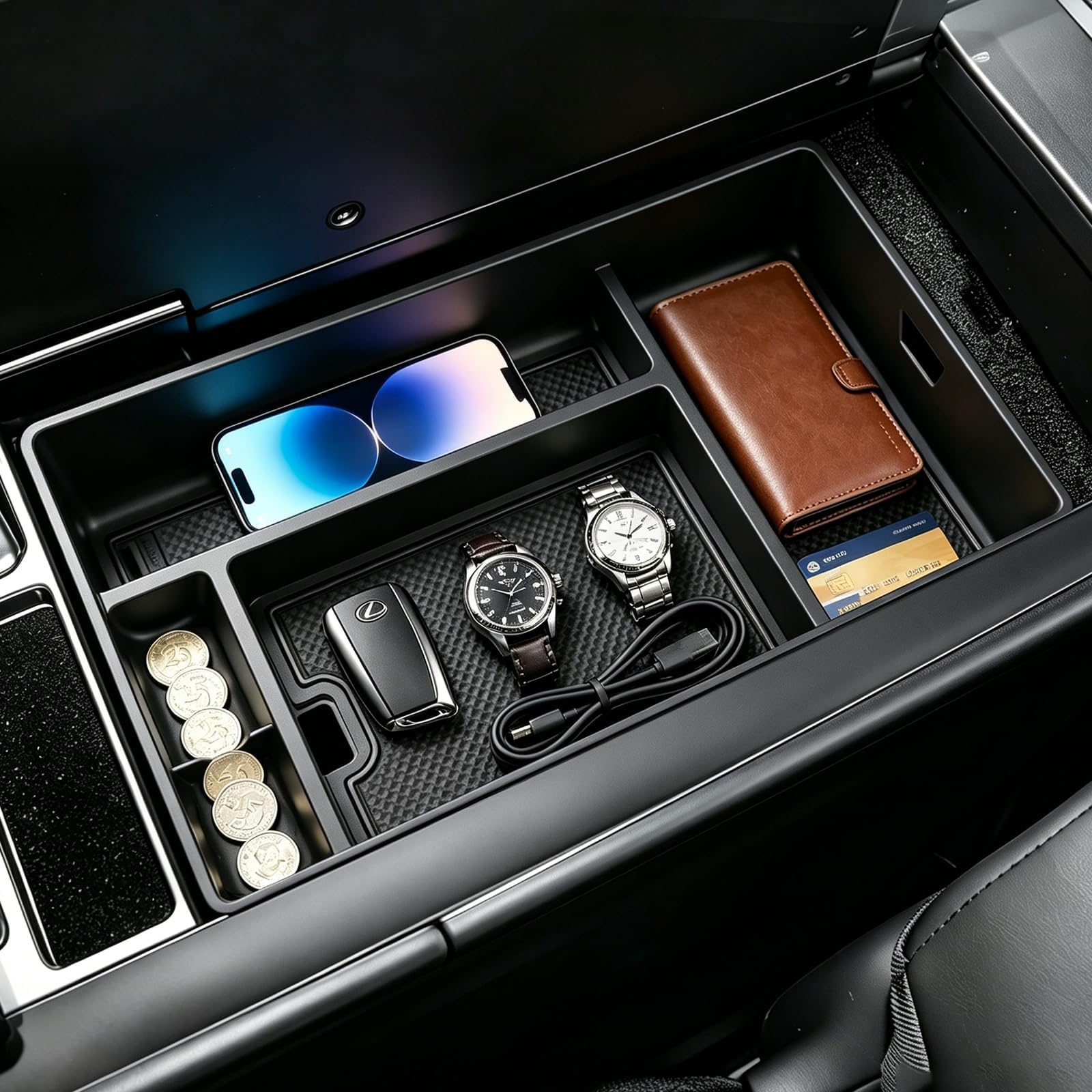 Autorder Compatible with Center Console Organizer 2022 2023 Lexus NX NX 250/NX 350/NX 350h/NX 450h+ Accessories Armrest Box Secondary Storage Box Insert Tray