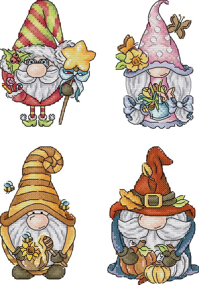 Awesocrafts Cross Stitch Stamped Kits Halloween Dwarfs Easy Patterns Cross Stitching Embroidery Needlework Kit Supplies