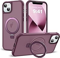 Vista 43 de Funda de grado militar compatible con iPhone 14 Plus de 6.7 pulgadas, con soporte magnético invisible tipo anillo, compatible con MagSafe y gran