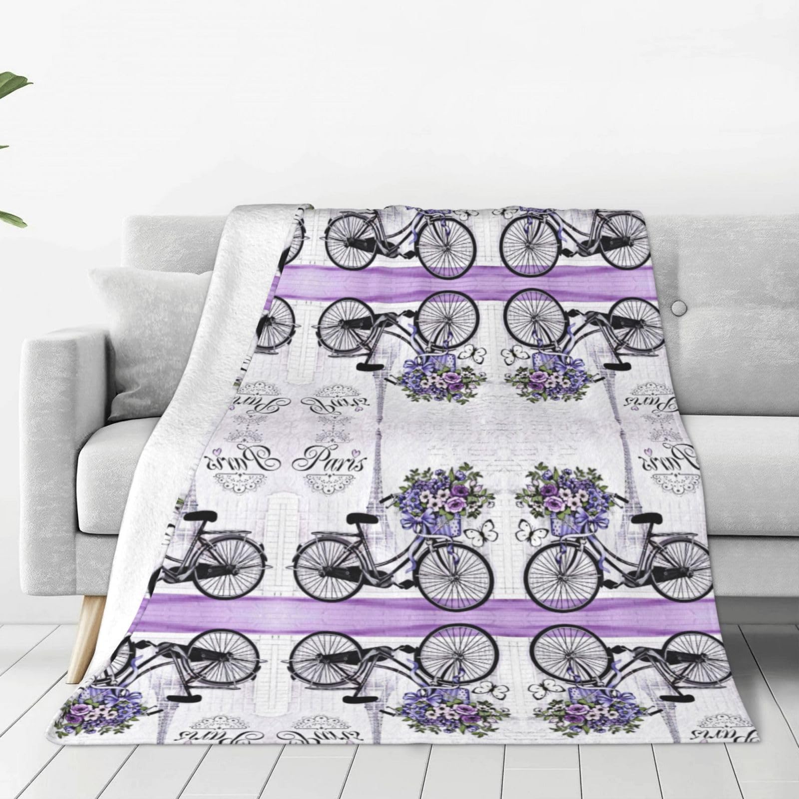 Couverture en flanelle haut de gamme anti-boulochage Love On The Bike pour lit et canapé