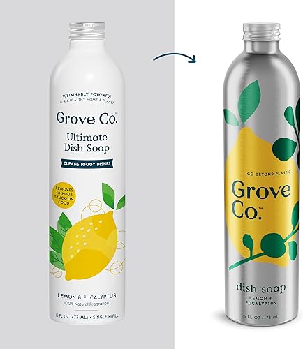 Miniatura 2 de Grove Co. Ultimate - Recambios de jabón para platos (3 x 16 onzas líquidas) + dispensador de jabón para platos de vidrio recargable para fregadero