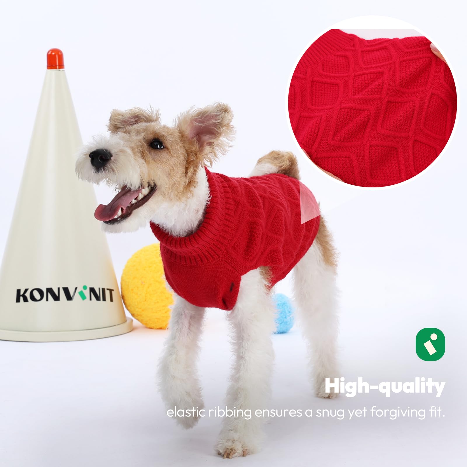 KONVINIT Jersey Perro Mediano - Jersey de Cuello Alto para Perros con Trenzas - Abrigo Perro Mediano Invierno Cálido - Ropa para Perros Medianos Sin Mangas - Talla M