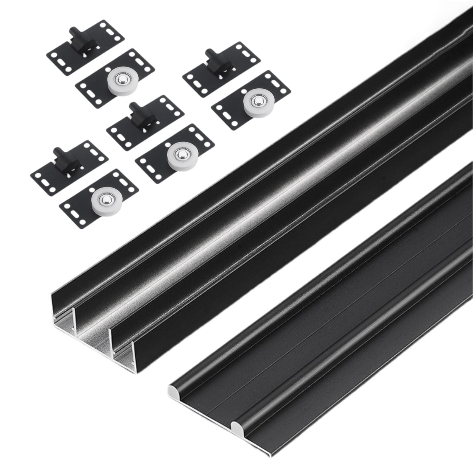 Rail Porte Coulissante Double,Kit Porte Coulissante Rail Double,Kit Porte Coulissante,Rail pour Porte coulissante Placard,pour Portes de Placards et de Salle de Bain.