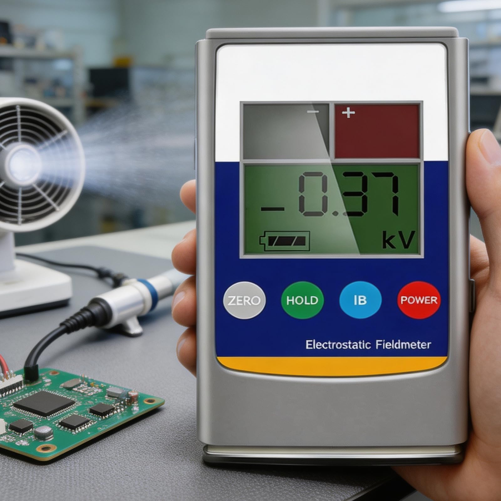 Elektrostatyczny Pola Miernik, Przenośny Bezkontaktowy Statyczny Checker, Zakres 0-20 Kv, 25mm Led Dystans Przewodnik, Czerwony/Niebieski Ekran Lcd, Do Testowania Esd Folie Z Tworzywa Sztucznego