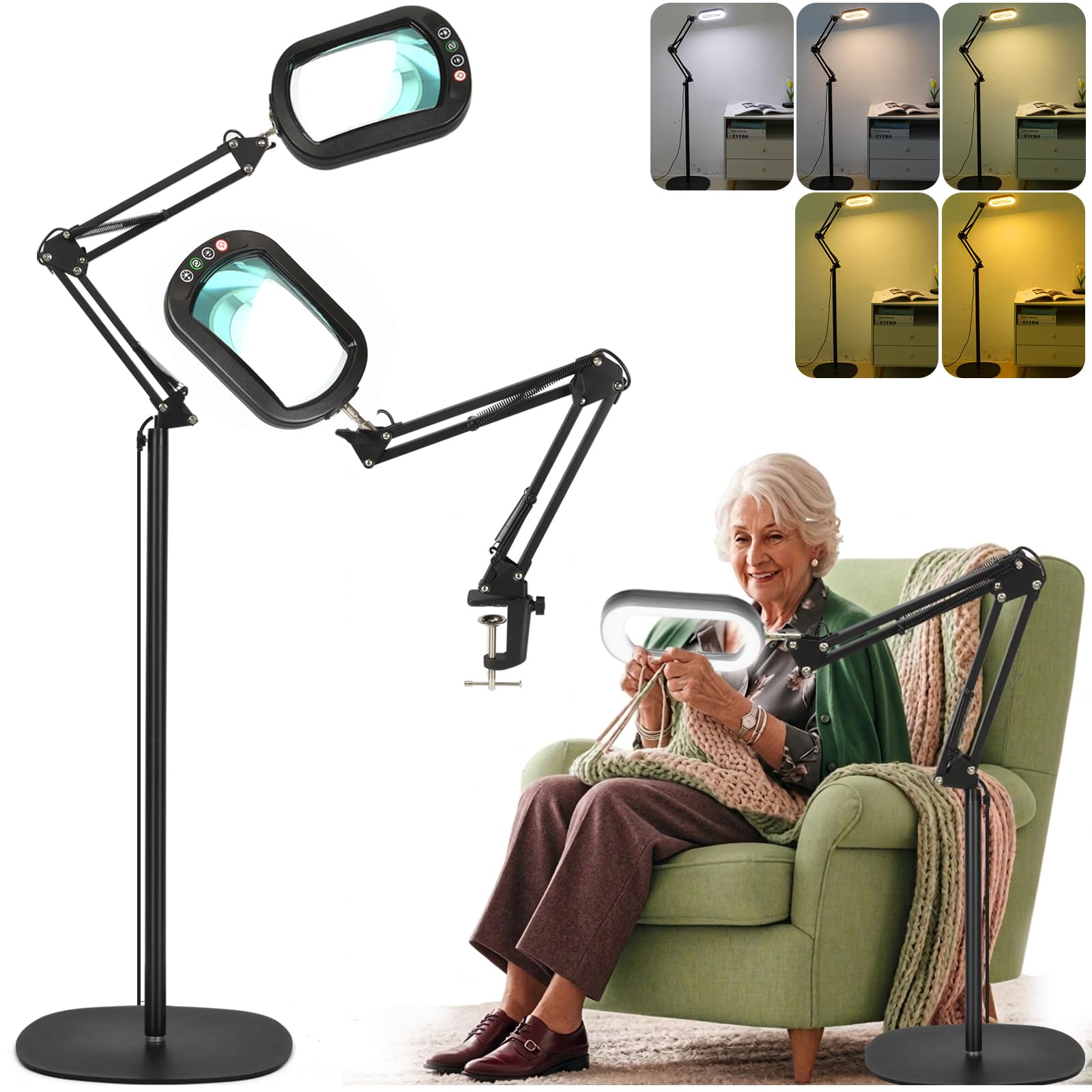 Drdefi Lámpara de pie con Clip flexible y orientable