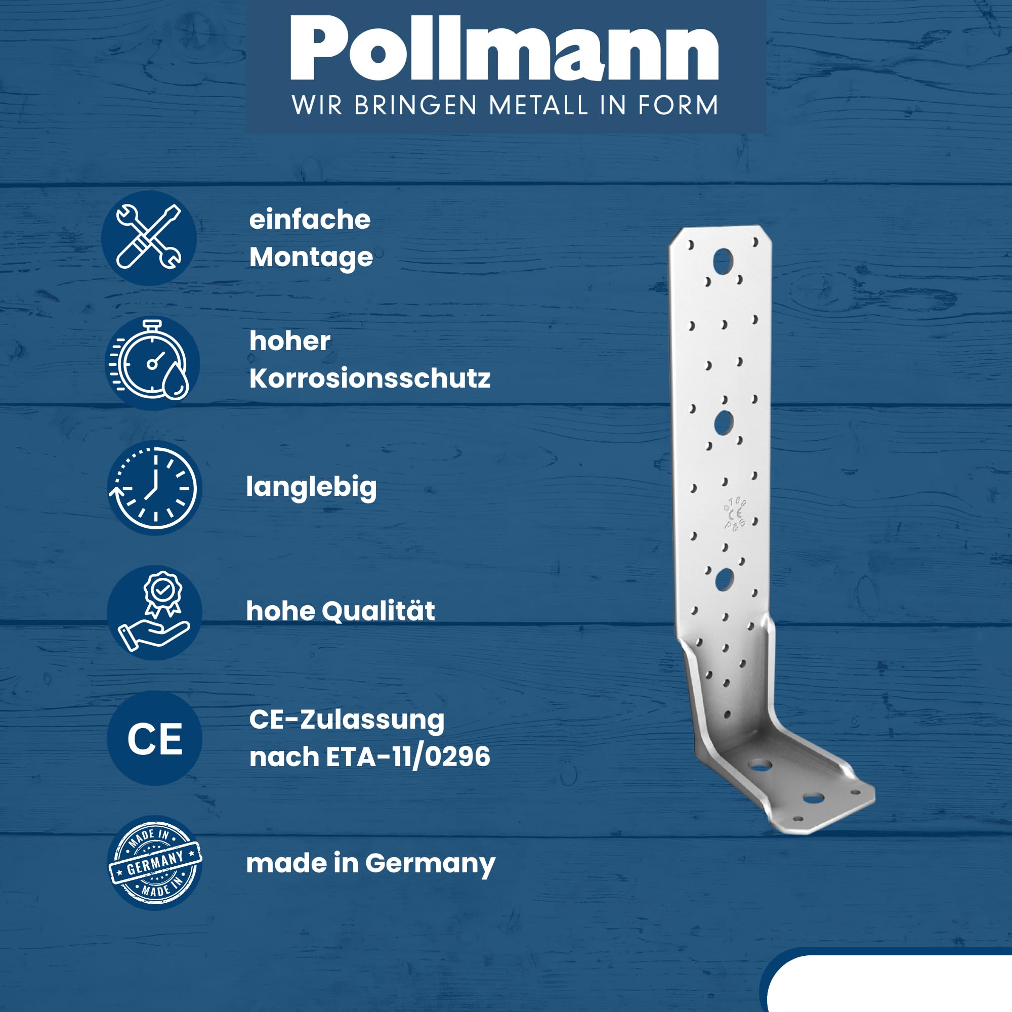 Pollmann®Baubeschläge Winkelverbinder PKR 285 x 85 x 65 x 4,0 mm 10 Stück
