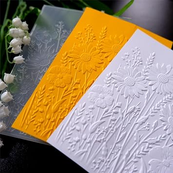 3D Wildflowers Textured Plastic Embossing Folders for Card Making or Journaling 3 d Daisy Flowers Embossing Folder for Gift Tag Paper Crafting Home Decoration