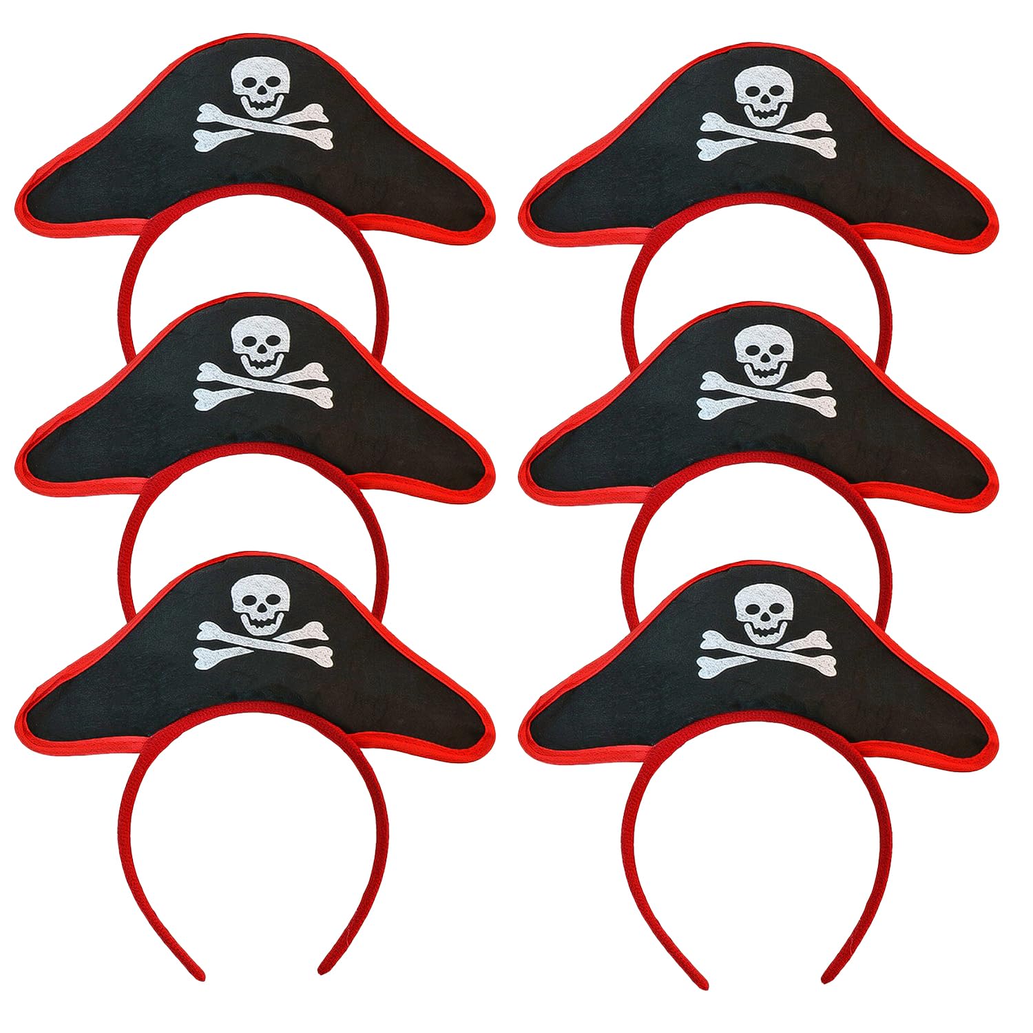 HAICN 6Pieces Pirate Hat Headband Pirate Theme Party Cosplay Costume Headband Skull Print Pirate Captain Hat Accessories for Adult Kids Girls Boys