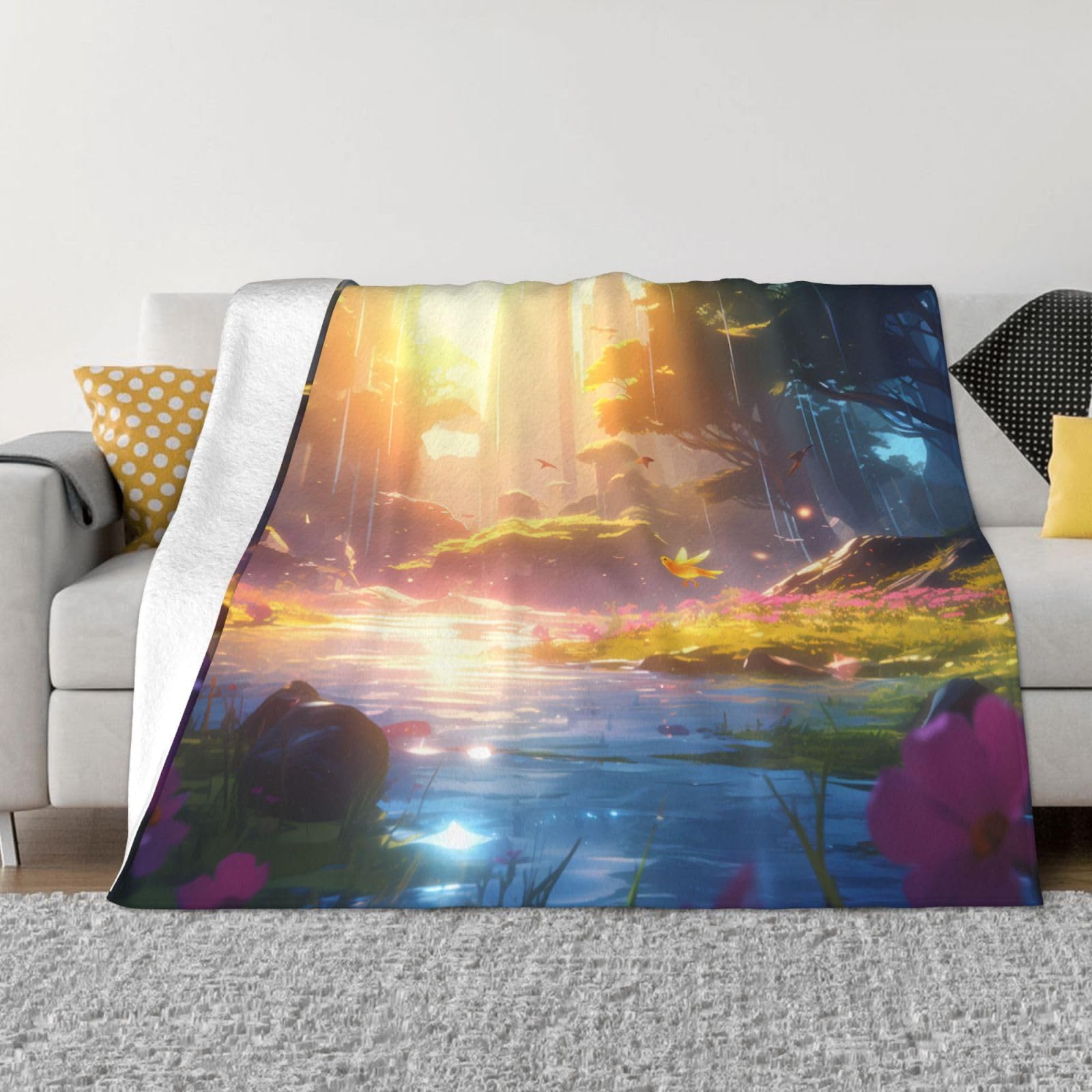 Couverture en flanelle douce pour literie et voyage oiseaux de montagne