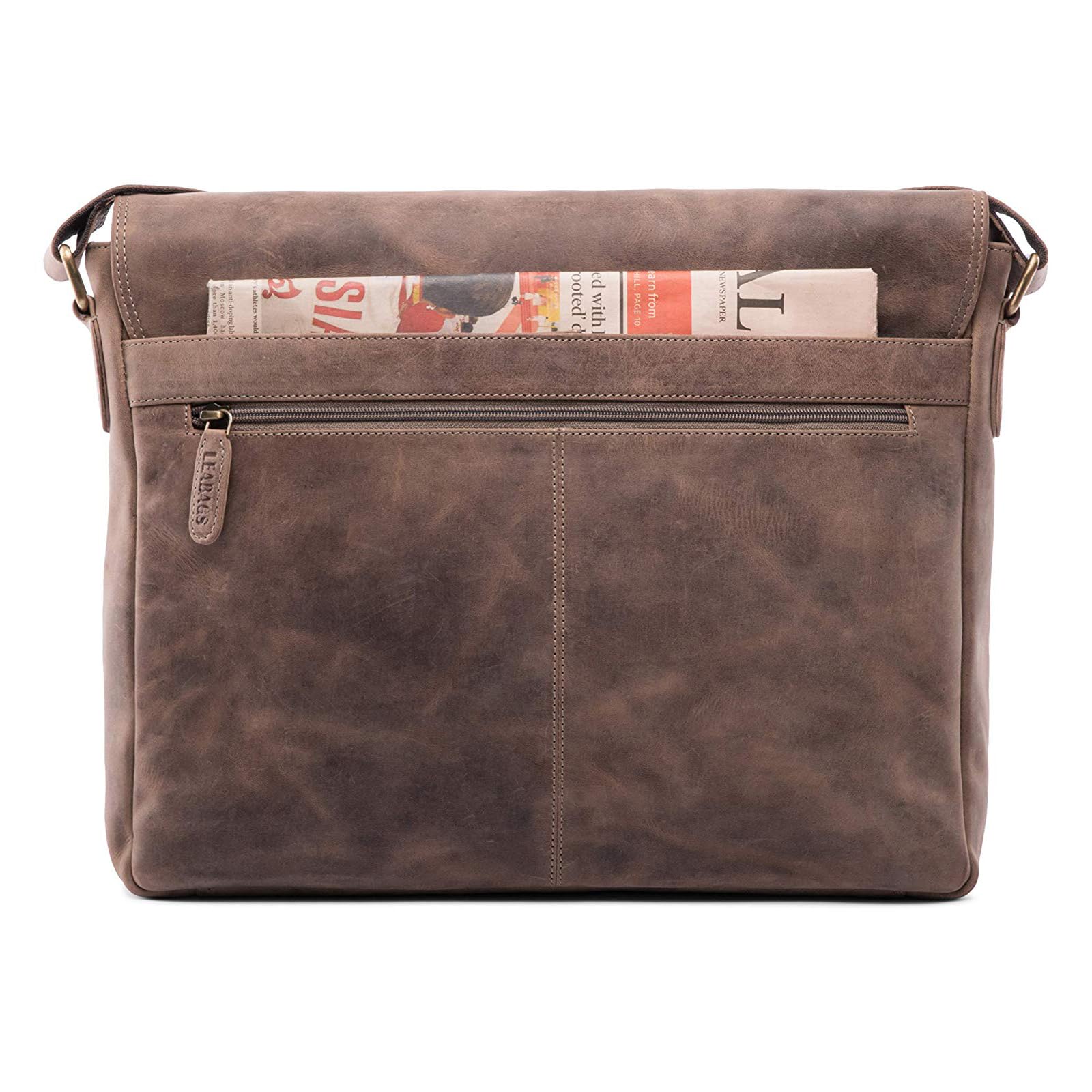 LEABAGS Messenger Bag, Acapulco Echtleder Aktentasche Herren & Damen, Leder Laptoptasche bis 15 Zoll, Umhängetasche mit Schultergurt 39 x 30 x 11 cm